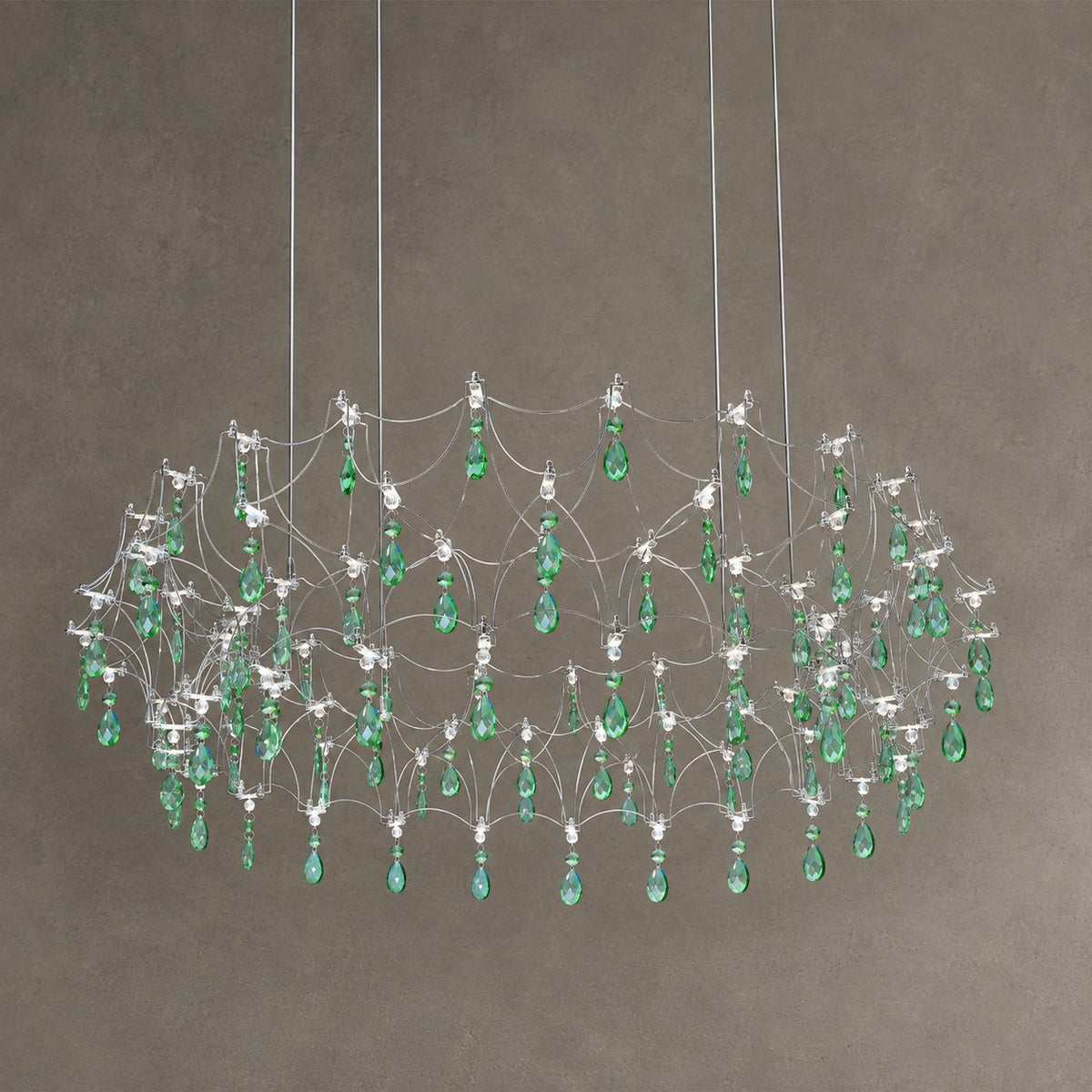 Shimmering Dreamcatcher Crystal Chandelier with Cascading Colorful Firefly-like Crystals