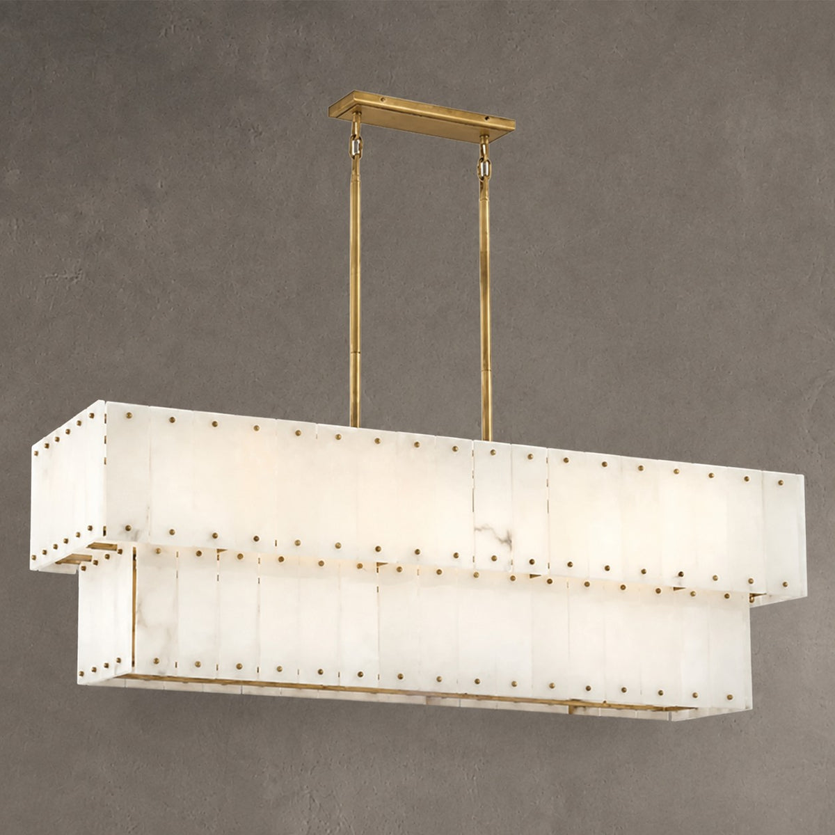 Simona Alabaster Linear 2-Tier Chandelier