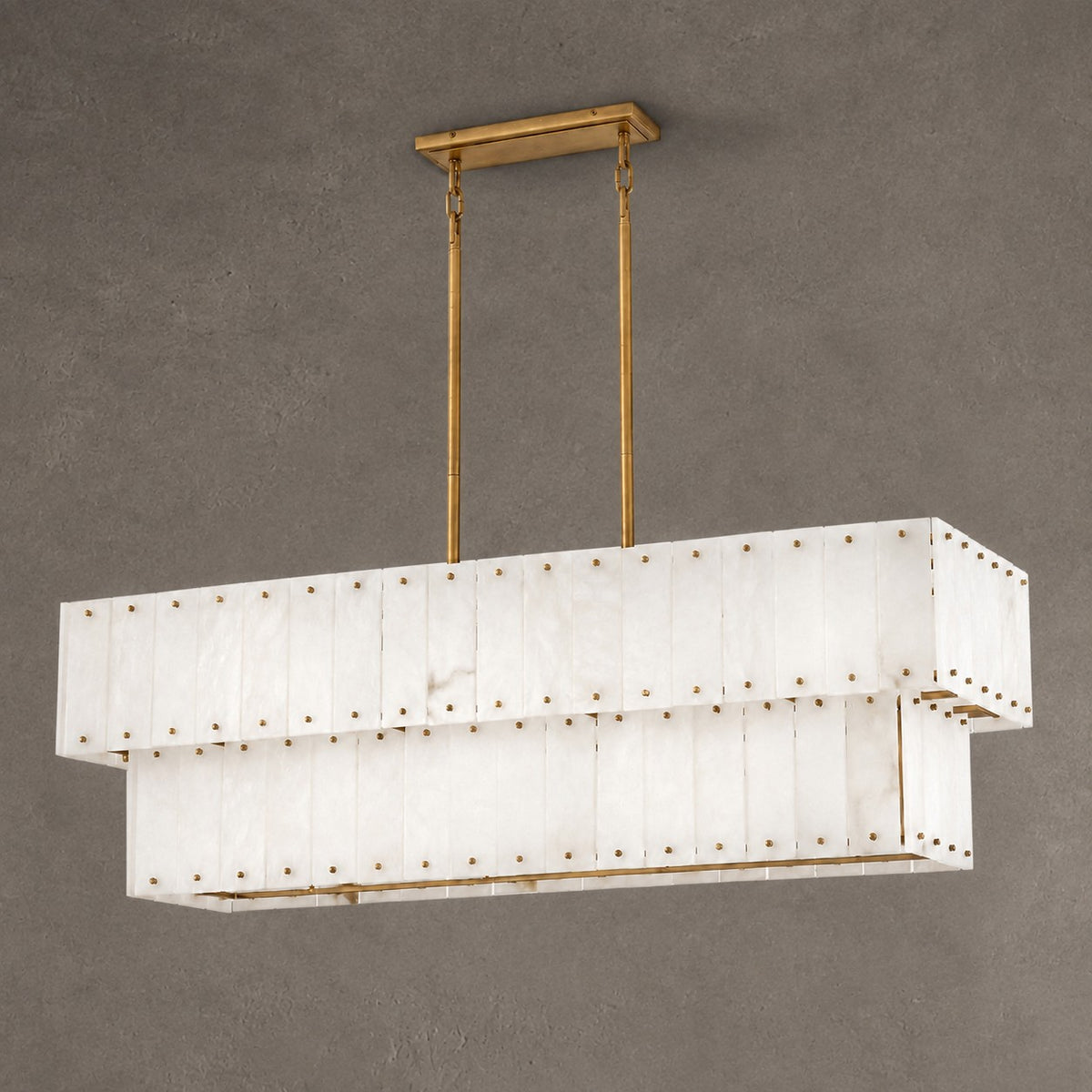 Simona Alabaster Linear 2-Tier Chandelier