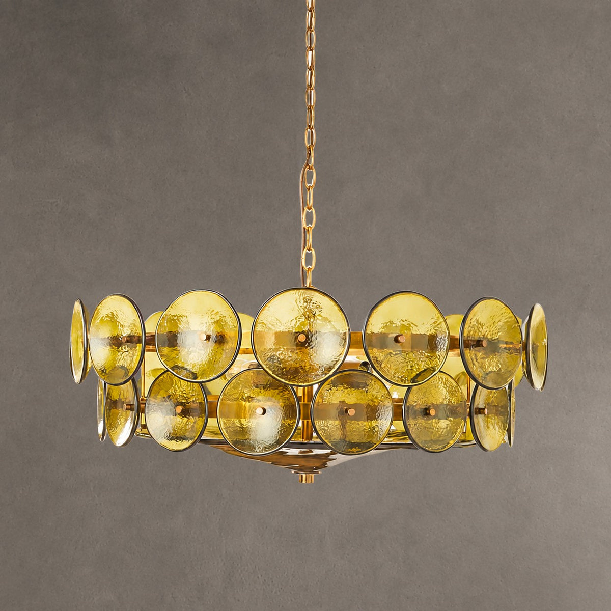 Solaris Amber Glass Disc Chandelier