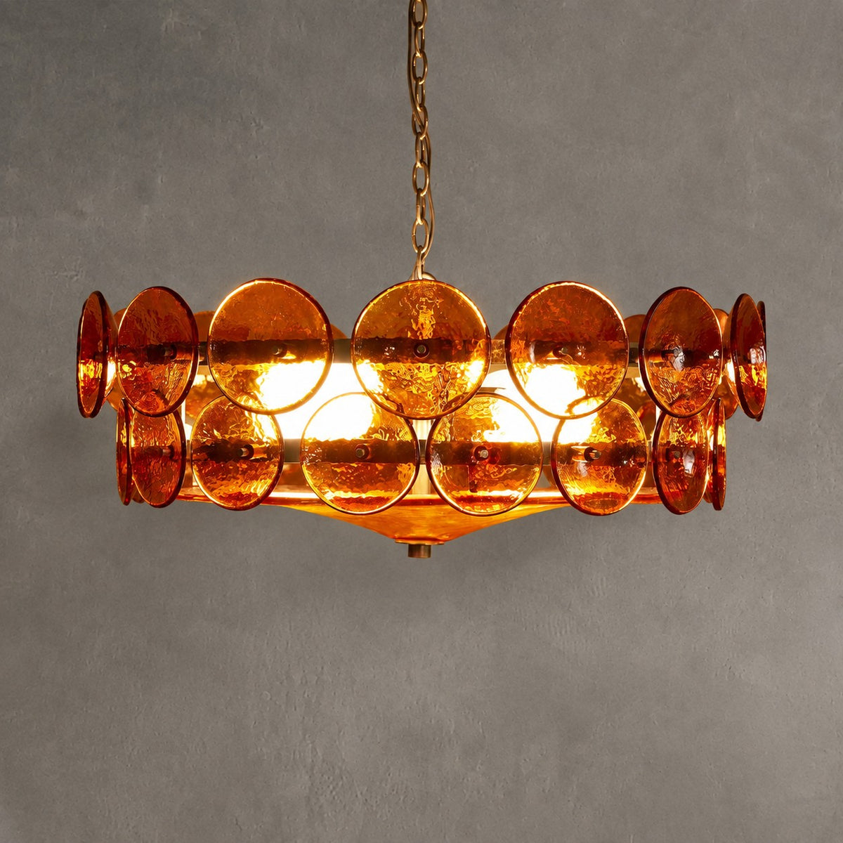 Solaris Amber Glass Disc Chandelier