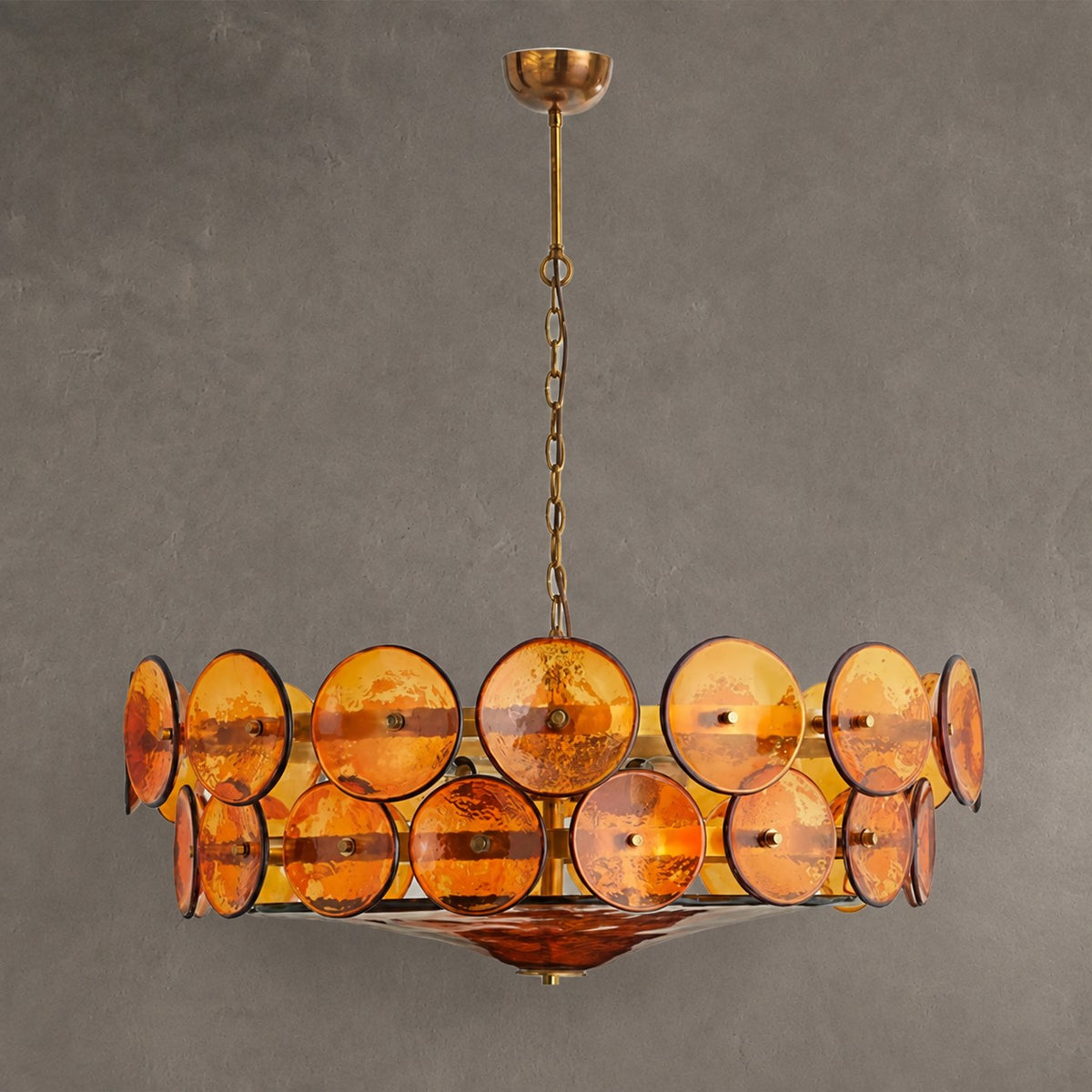 Solaris Amber Glass Disc Chandelier