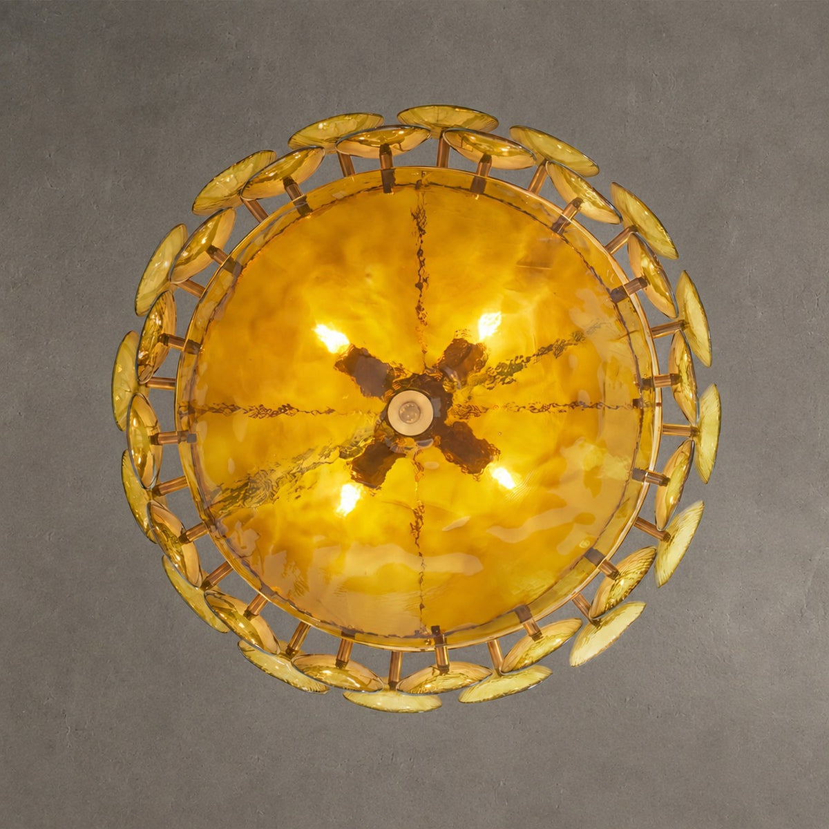 Solaris Amber Glass Disc Chandelier