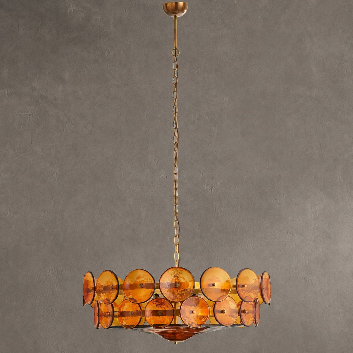 Solaris Amber Glass Disc Chandelier