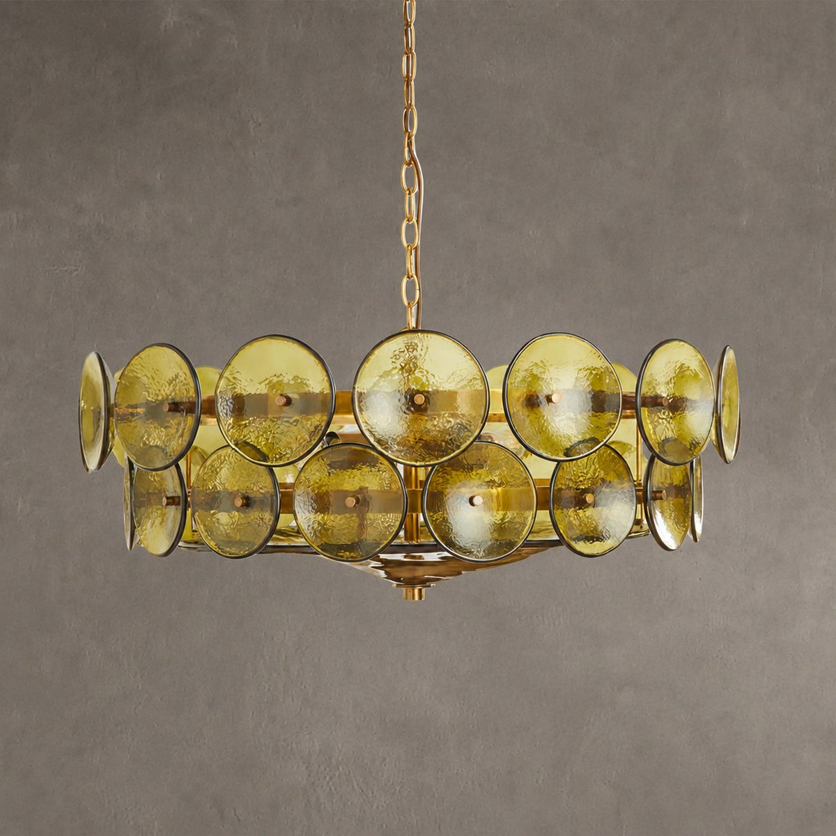 Solaris Amber Glass Disc Chandelier