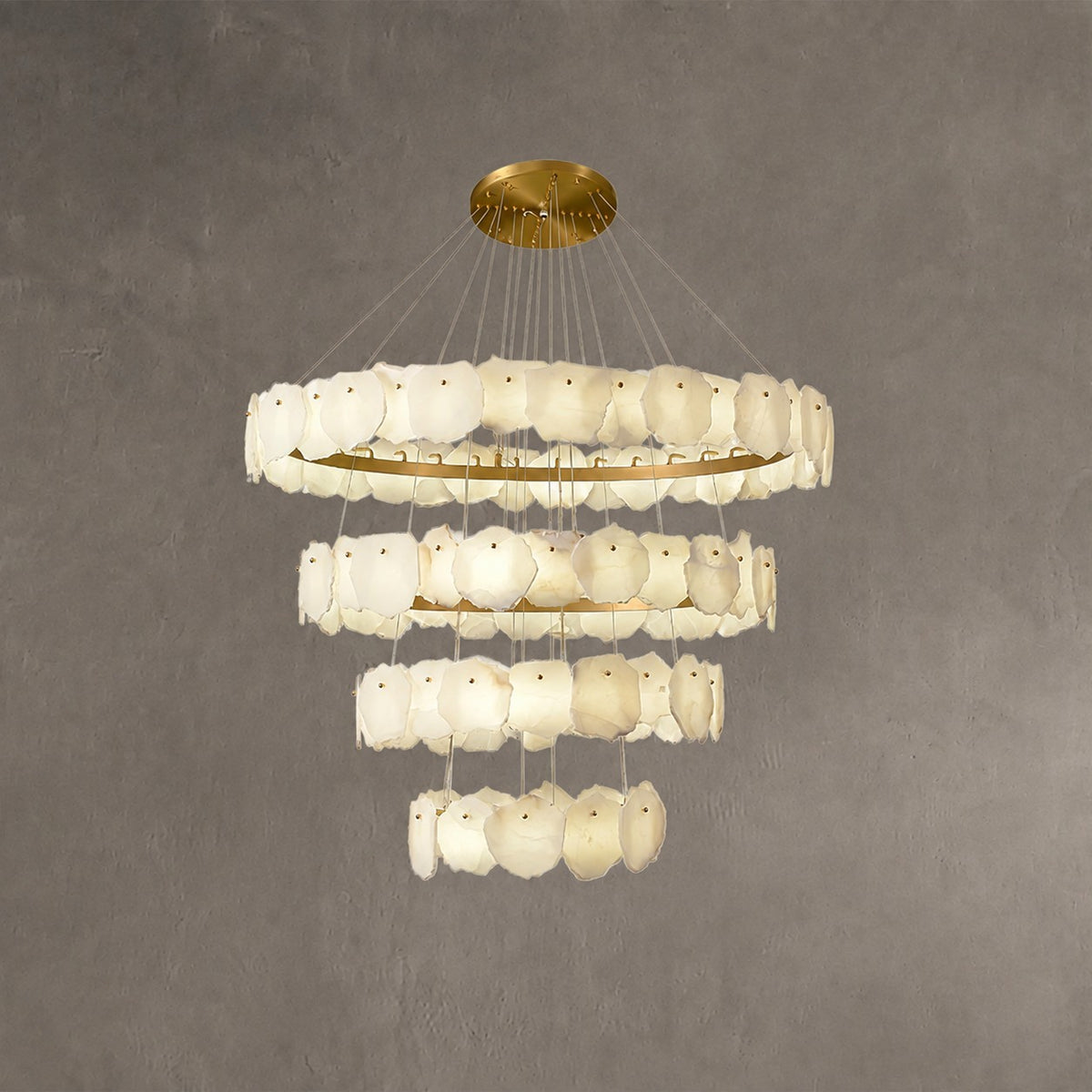 Spiral Alabaster Chandelier – Gold & White 4‑6 Layer Luxury Ceiling Light