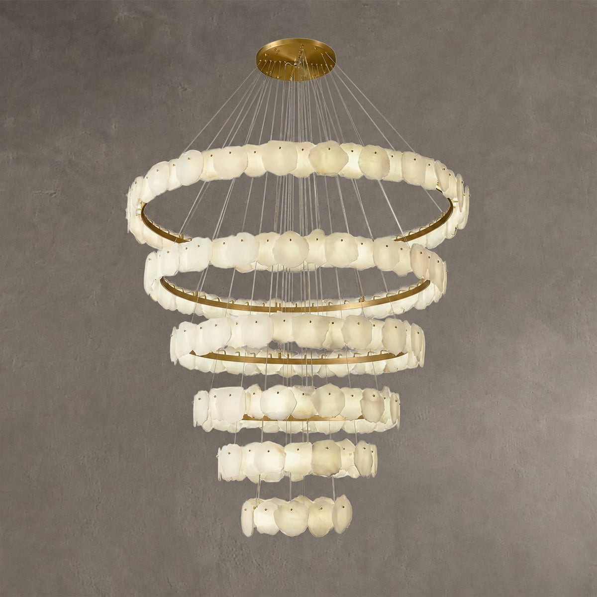 Spiral Alabaster Chandelier – Gold & White 4‑6 Layer Luxury Ceiling Light