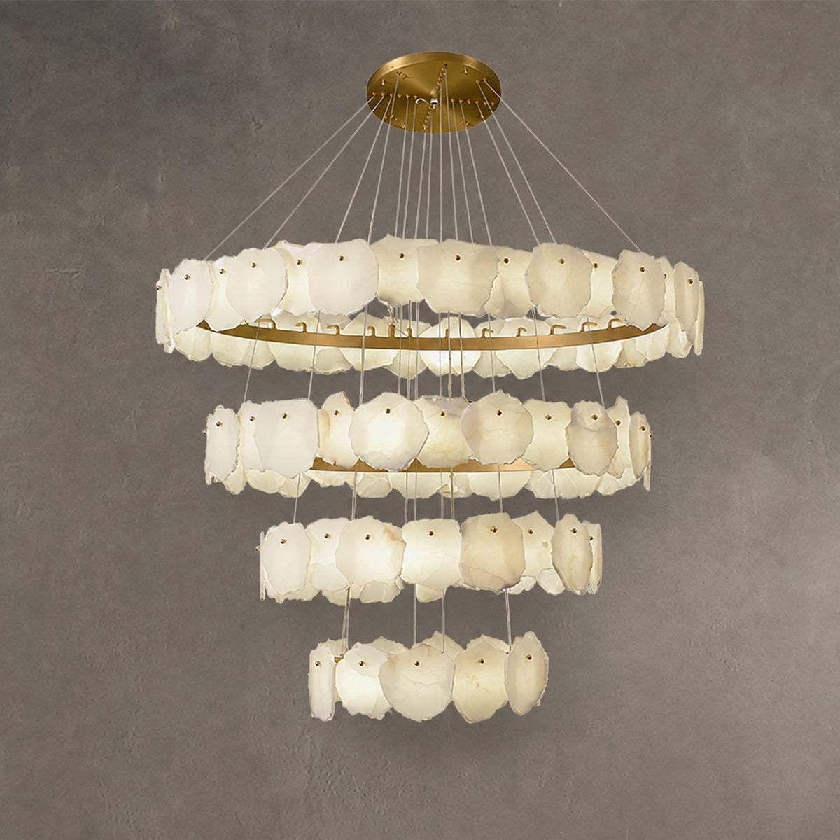 Spiral Alabaster Chandelier – Gold & White 4‑6 Layer Luxury Ceiling Light