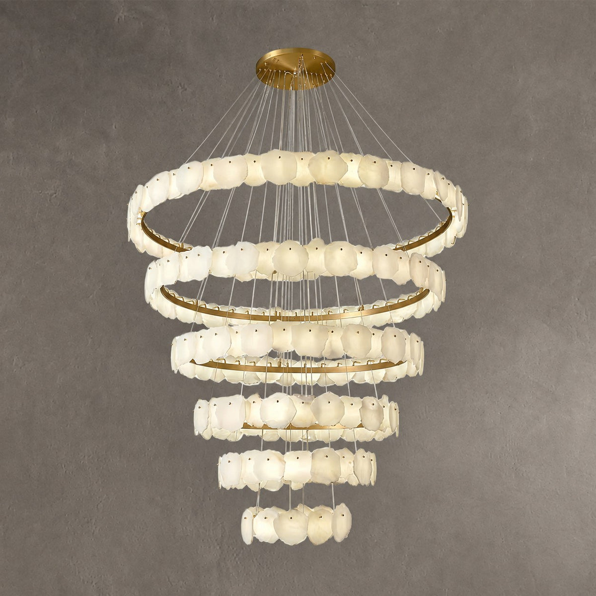 Spiral Alabaster Chandelier – Gold & White 4‑6 Layer Luxury Ceiling Light