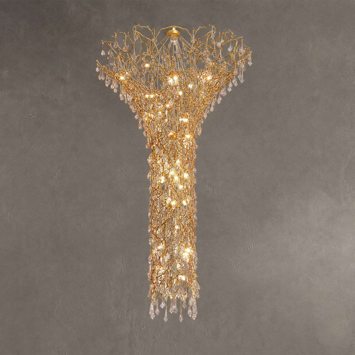 Tree Branch Crystal Brass Chandelier