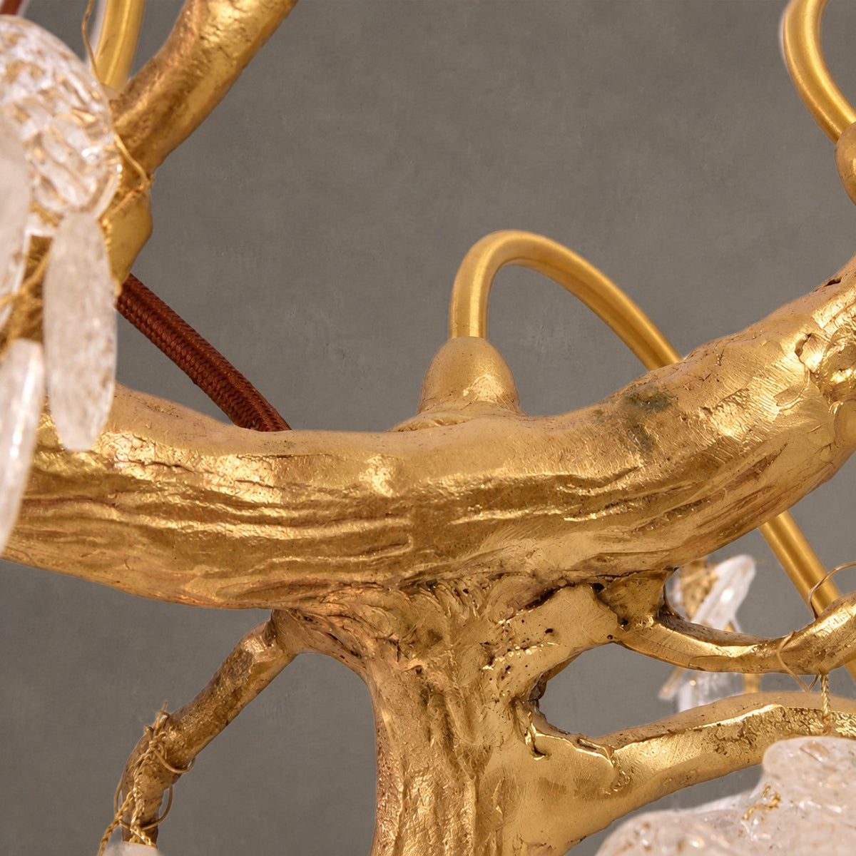 Tree Branch Crystal Brass Chandelier