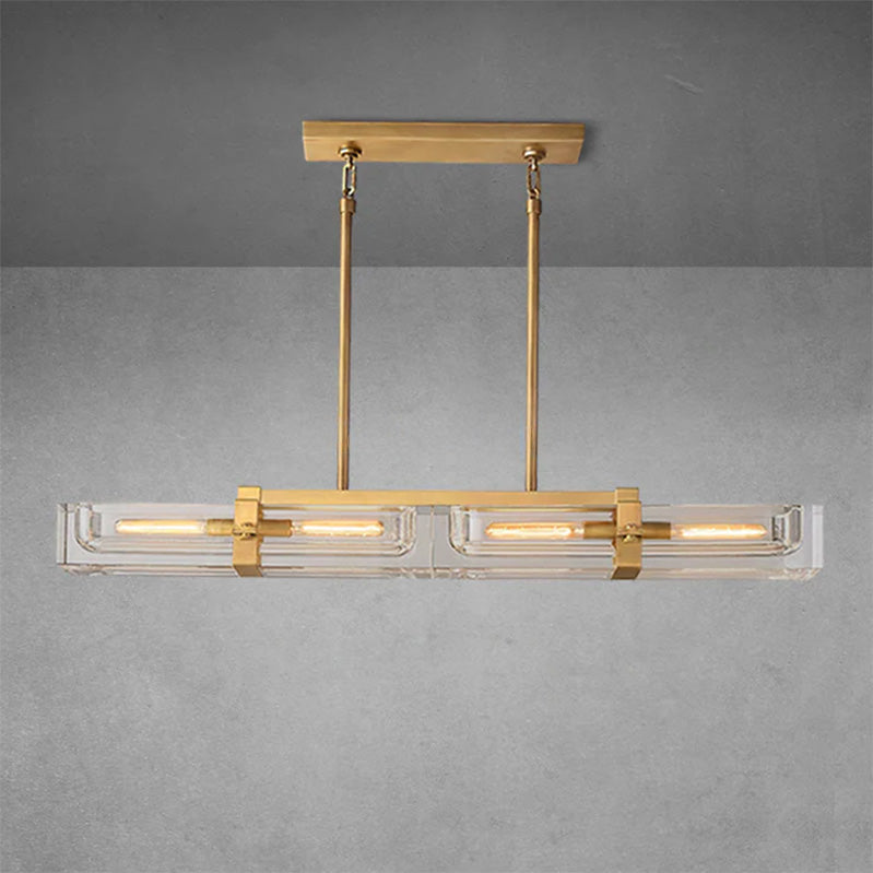 Elegant Savilen Linear Crystal Chandelier 24‑inch Lacquered Brass