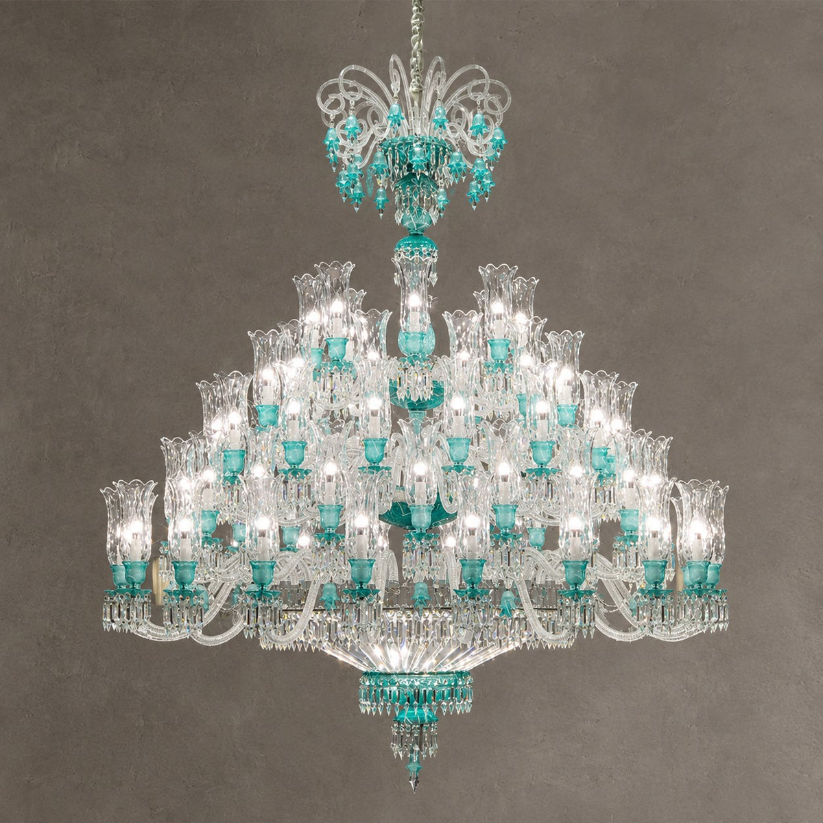 Luxury Classic Candle Light Mint Green Crystal Chandelier for Livng Room/Staircase/Foyer