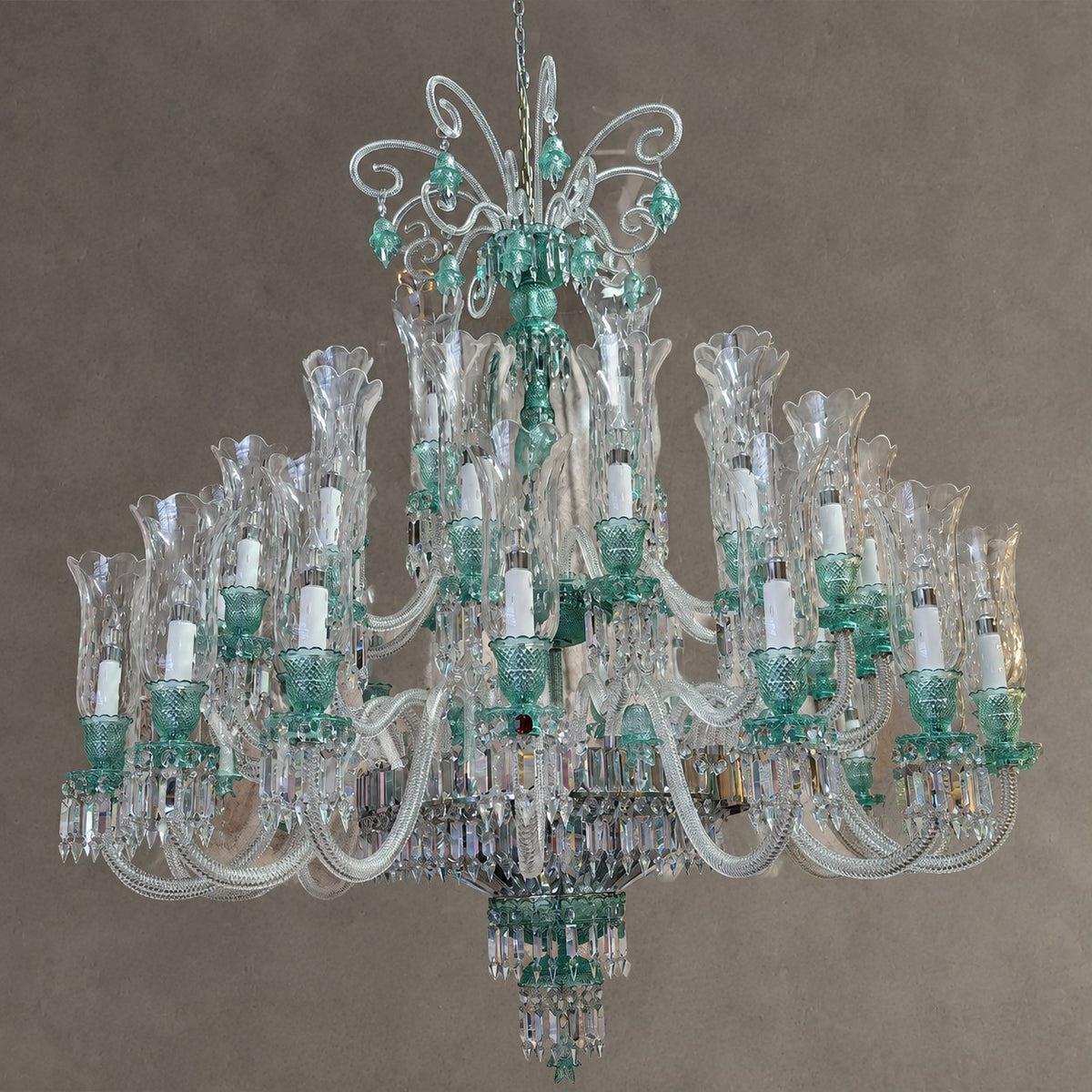 Luxury Classic Candle Light Mint Green Crystal Chandelier for Livng Room/Staircase/Foyer