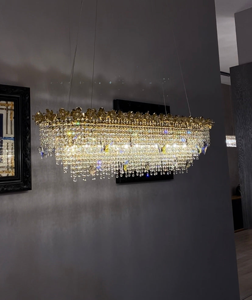 Valley Lamps New Modern Luxury Rectangle Art Design Butterfly Crystal Chandelier for Kitchen Island/Dining Area - Image 2