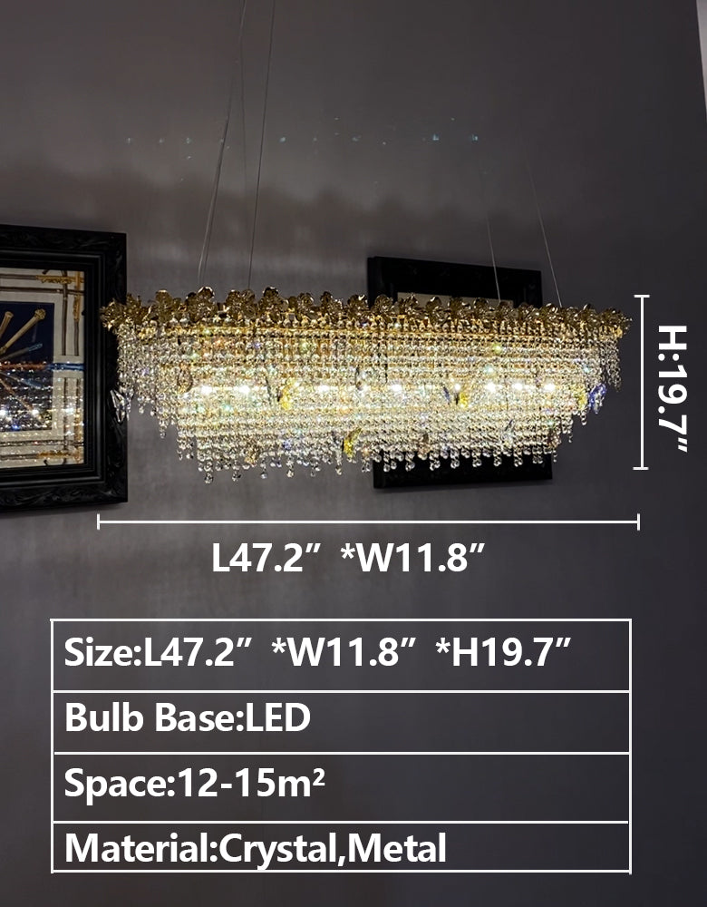 Valley Lamps New Modern Luxury Rectangle Art Design Butterfly Crystal Chandelier for Kitchen Island/Dining Area - Image 8
