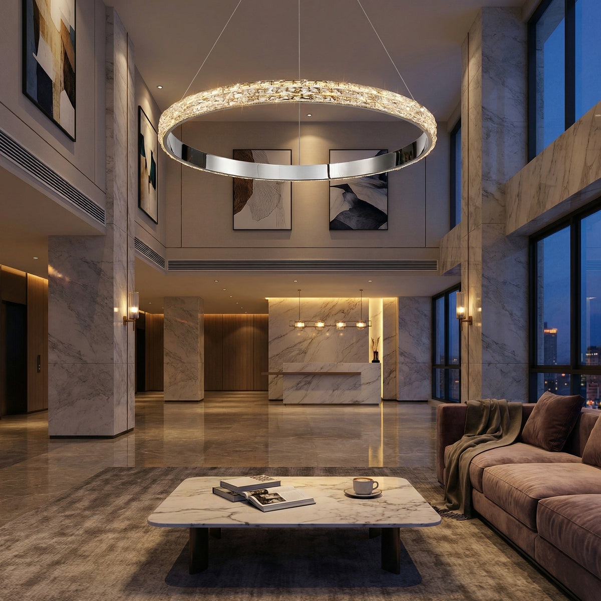 Yiosi Series Crystal Pendant Light Style L - scene-3