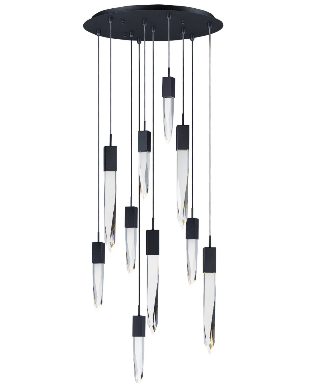 Modern Light Luxury Round/Rectangle Ceiling Pendant Light in Black Finish for Kitchen Island/ Staircase/Living Room