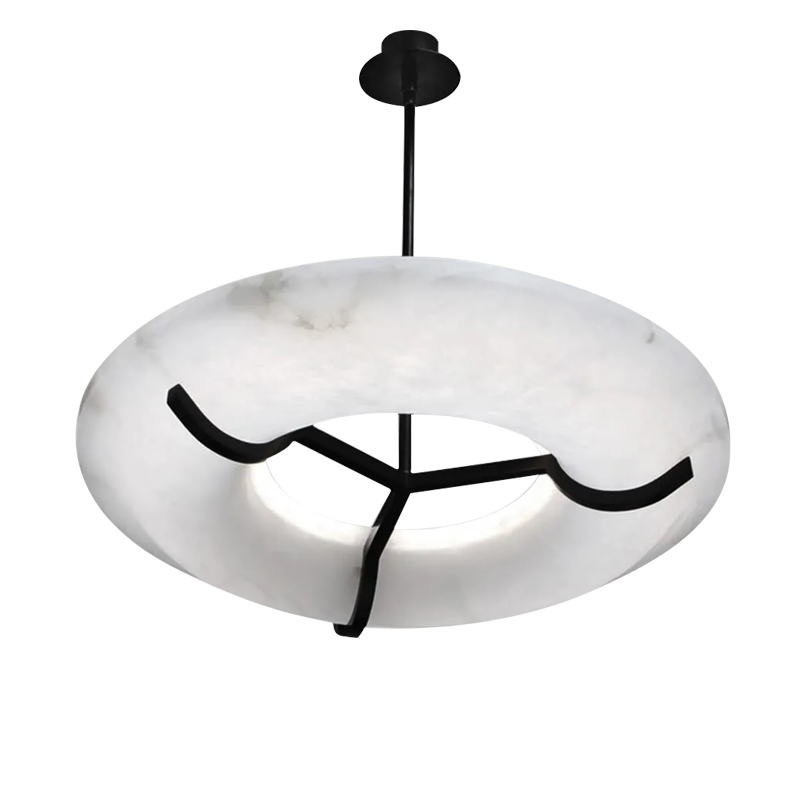 Isla Round Alabaster Dining Room Chandelier, Modern Lamp