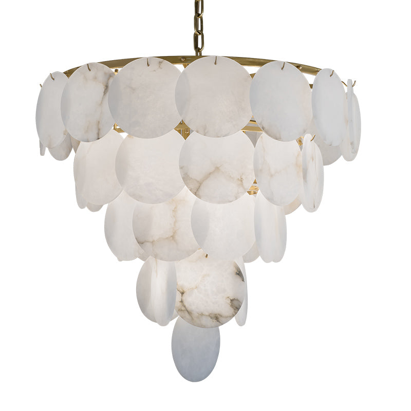 Aurora Round Chandelier Alabaster for Living Room Dining Table