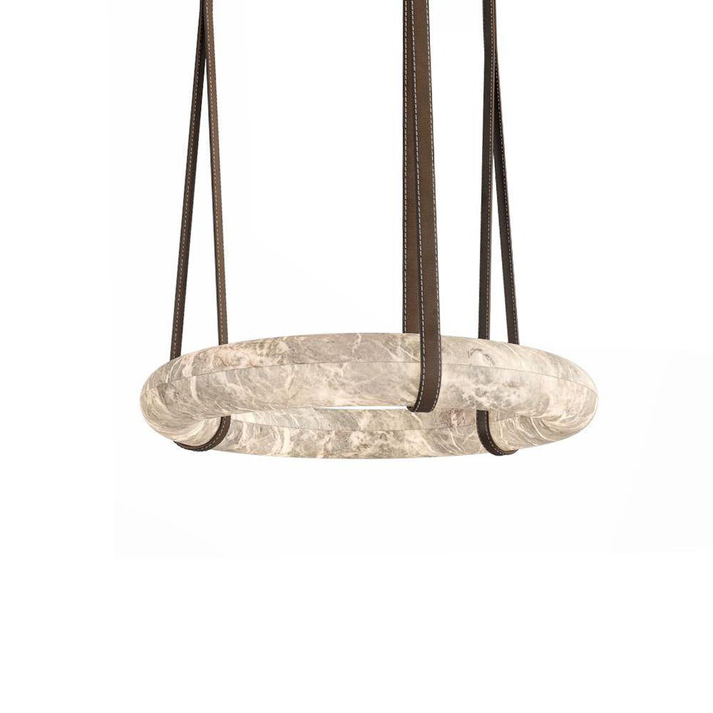 Annie Alabaster Pendant, Modern Chandelier with Leather Hook