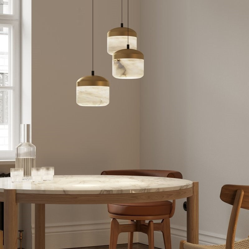 Queena Modern Alabaster Pendant, Kitchen Island Pendant Light