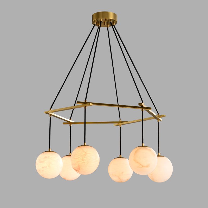 Alabaster Modern Structural Ball Chandelier