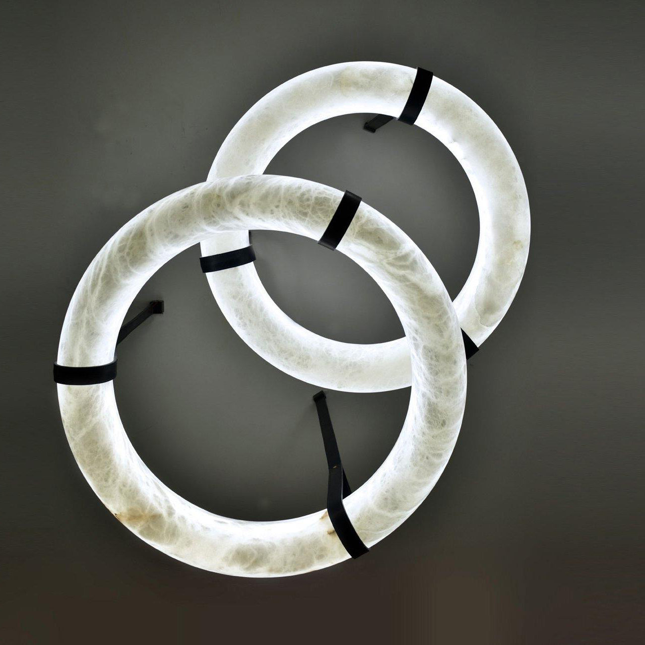 Annie Alabaster Pendant, Modern Chandelier with Leather Hook