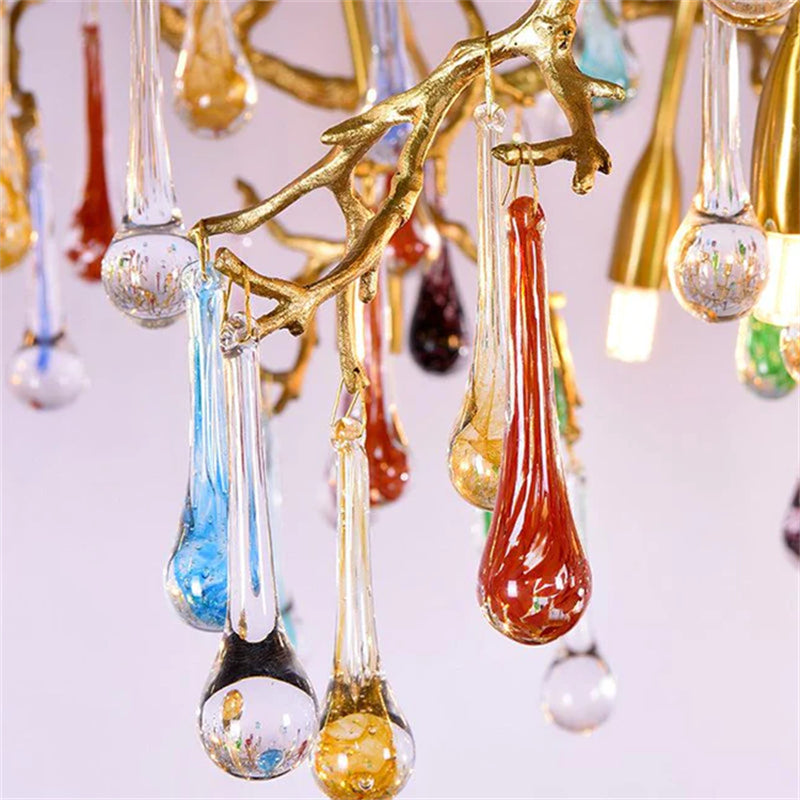 Melody Modern Linear Colorful Crystal Branch Chandelier