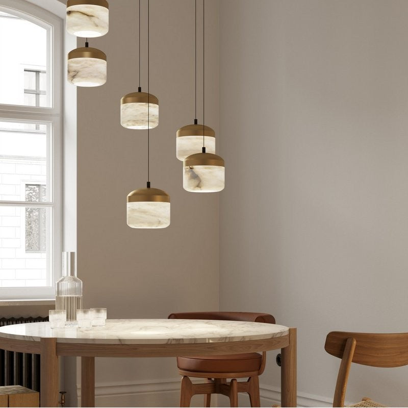 Queena Modern Alabaster Pendant, Kitchen Island Pendant Light