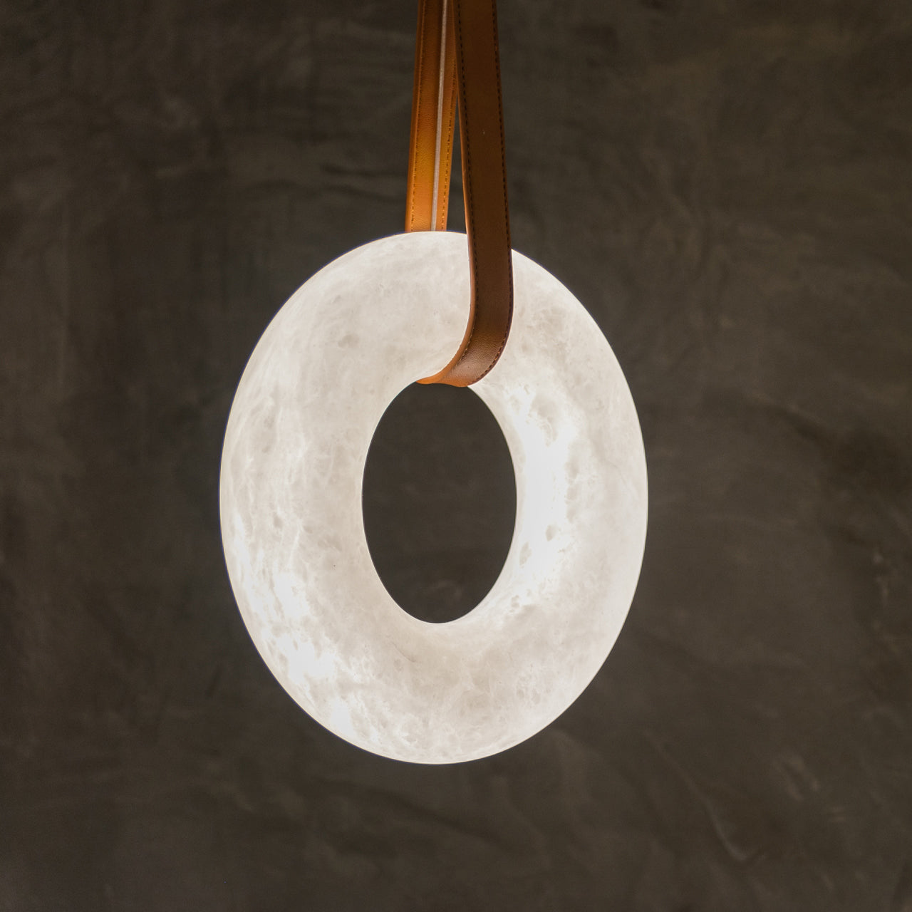 Annie Alabaster Pendant, Modern Chandelier with Leather Hook