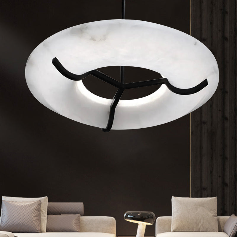 Isla Round Alabaster Dining Room Chandelier, Modern Lamp