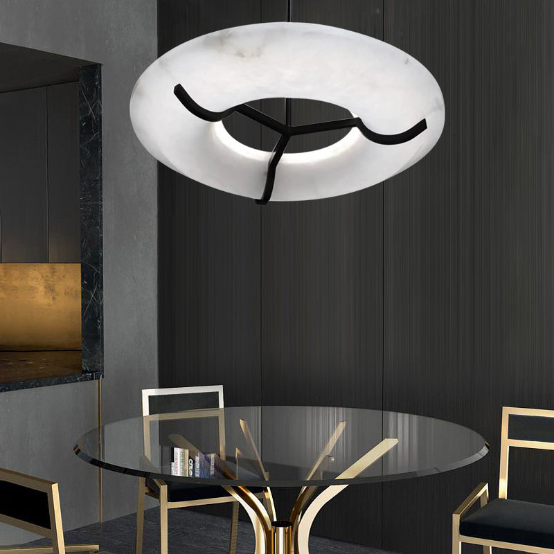 Isla Round Alabaster Dining Room Chandelier, Modern Lamp