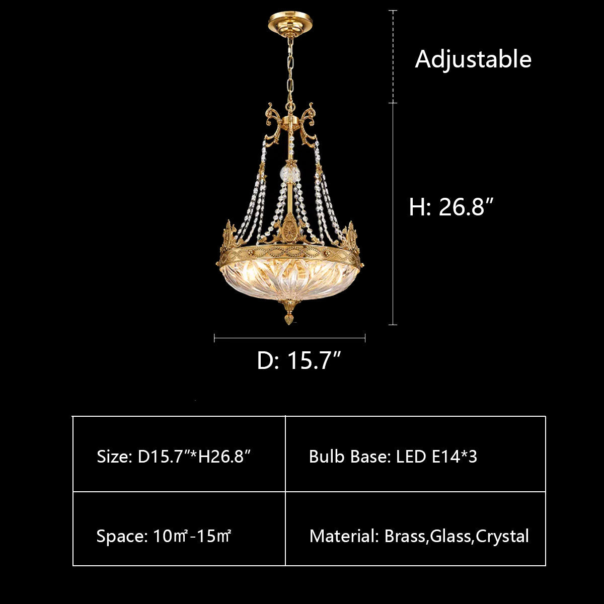 D15.7"*H26.8" chandelier,chandeliers,candle,brass,gold,crystal,glass,branch,elegant,entryway,dining table,big table,round table,foyer,hallway