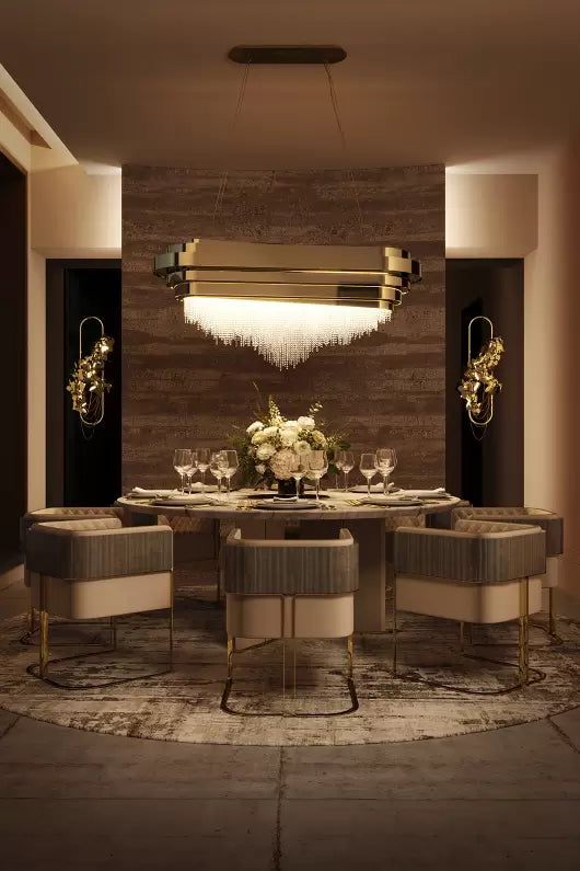 Luxury 9-Light Rectangle Kitchen Island/Dining Room Crystal Chandelier