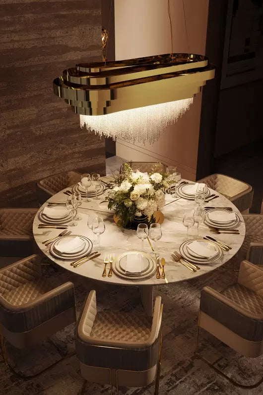 Luxury 9-Light Rectangle Kitchen Island/Dining Room Crystal Chandelier