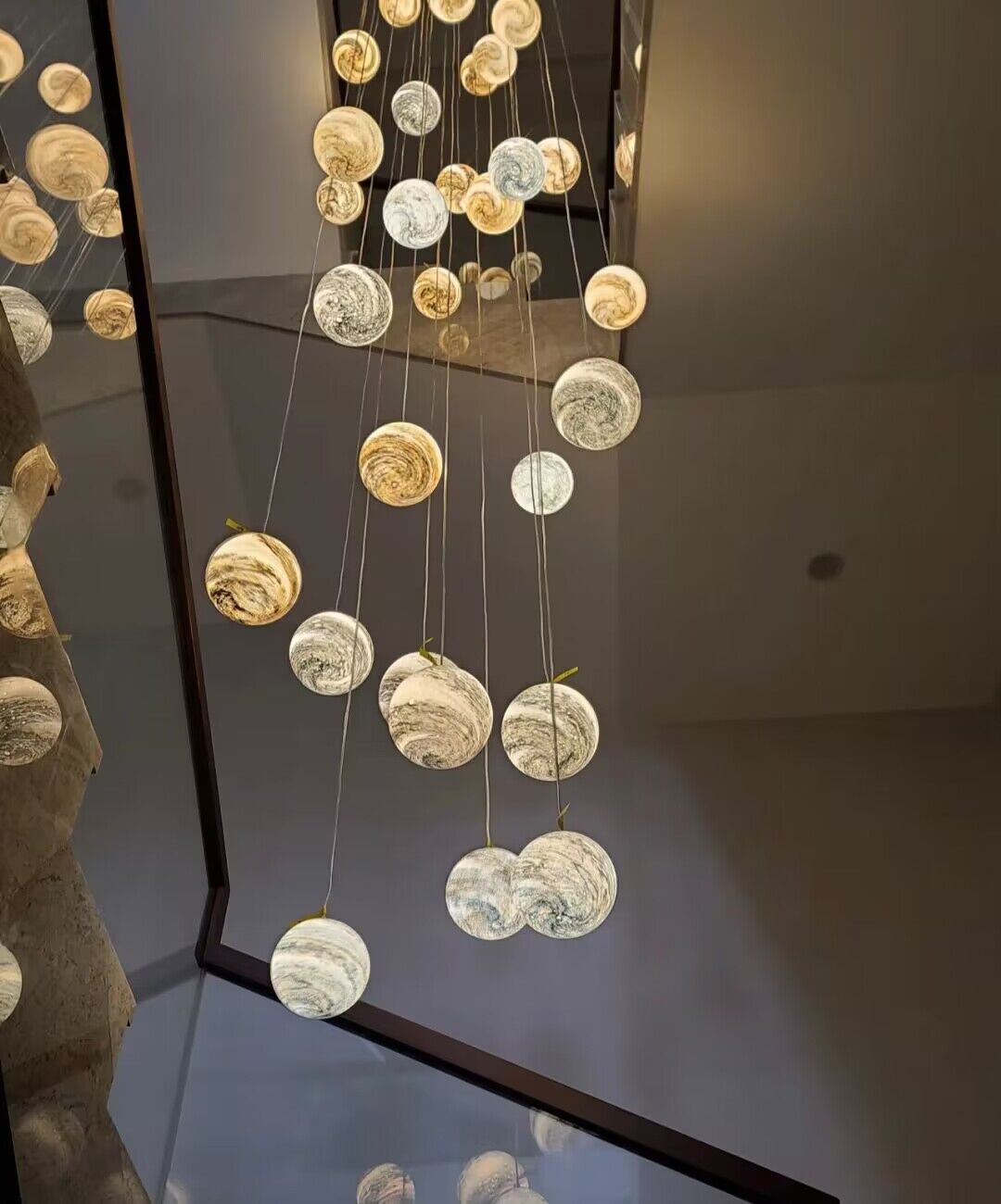 2023 New Nordic Planet Creative Long Pendant Chandelier For Staircase/Foyer/High-ceiling Hallway