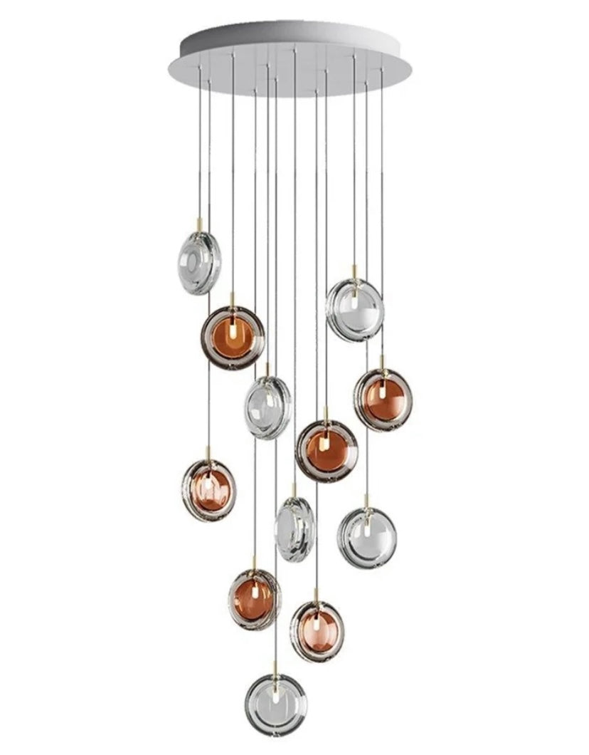 Multi-colored Round Panel Suspension Light Chandelier