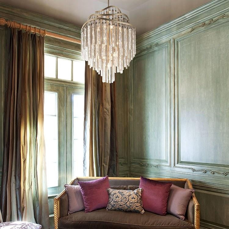 Huge Post-modern Hollow Glass Tube Tassel Chandelier for Living Room/Foyer/Villa/Stairs