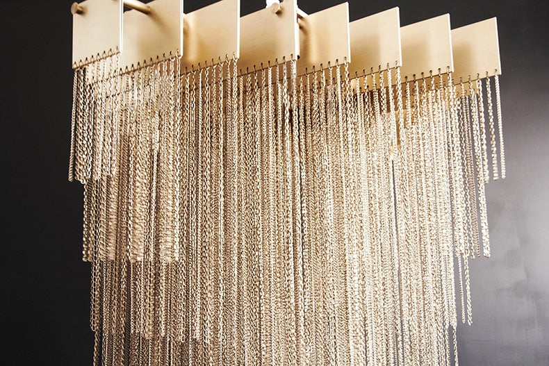 Extra Large Multi-tier Aluminum Tassel Chain Art Chandelier for Villa/Stairs/Foyer/Living Room