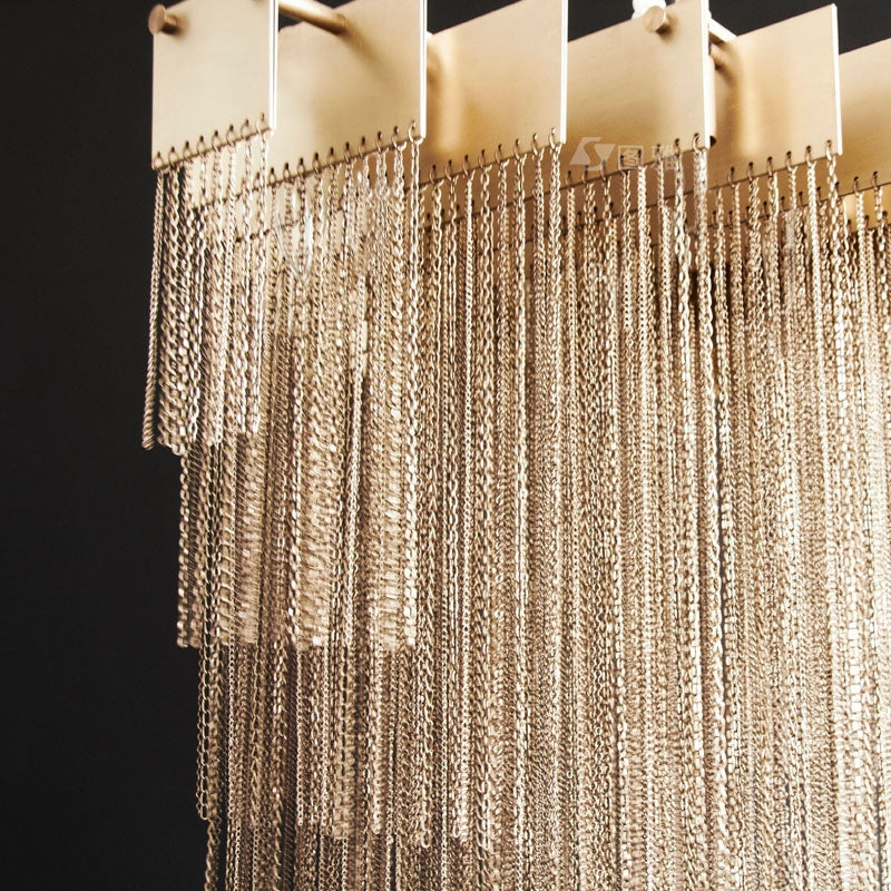 Extra Large Multi-tier Aluminum Tassel Chain Art Chandelier for Villa/Stairs/Foyer/Living Room