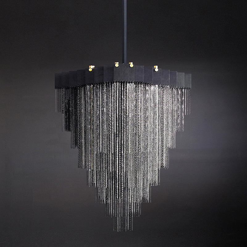 Extra Large Multi-tier Aluminum Tassel Chain Art Chandelier for Villa/Stairs/Foyer/Living Room