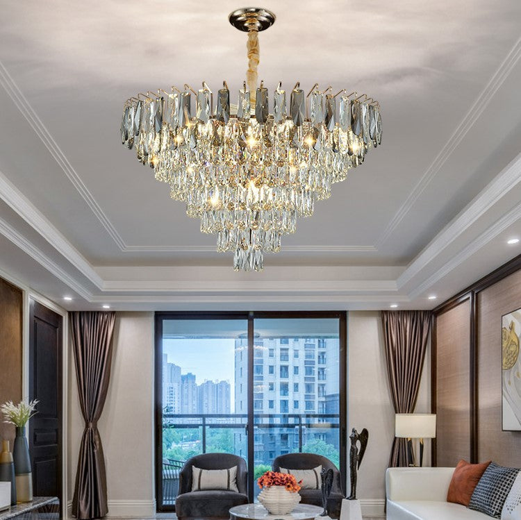 Modern Light Luxury Tiered Crystal Pendant Chandelier for Living/Dining Room/Bedroom