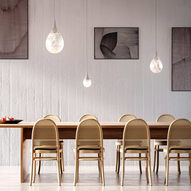 Cleo Teardrop Alabaster Pendant, Kitchen Island Pendant Lamp Fixture