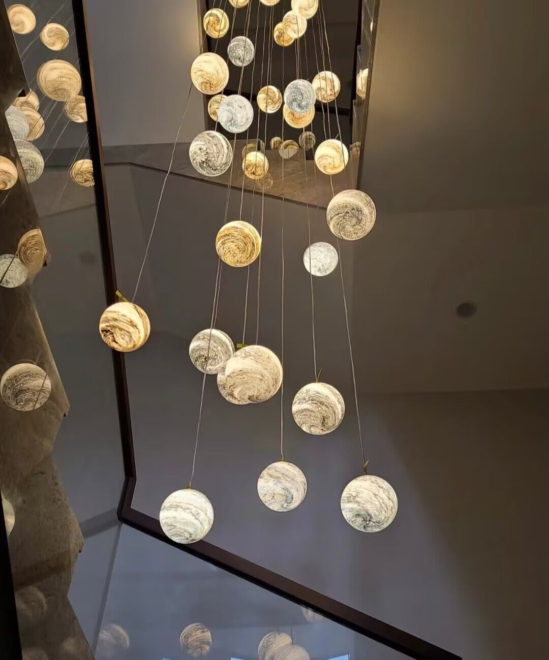 2023 New Nordic Planet Creative Long Pendant Chandelier For Staircase/Foyer/High-ceiling Hallway