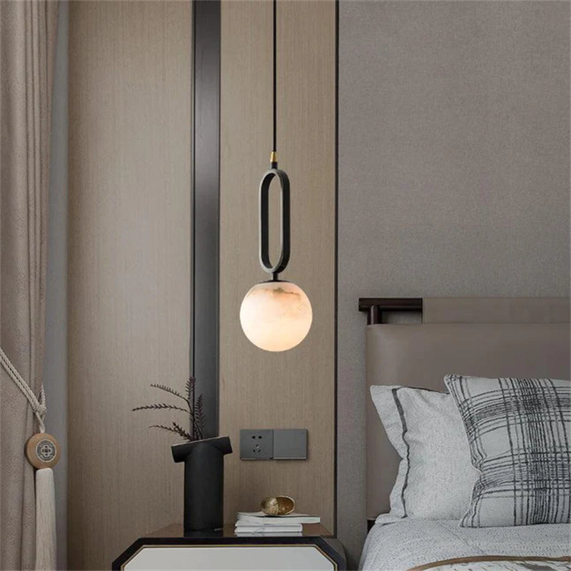 Phoenix Alabaster Sphere Pendant Light, Modern Pendant Lighting
