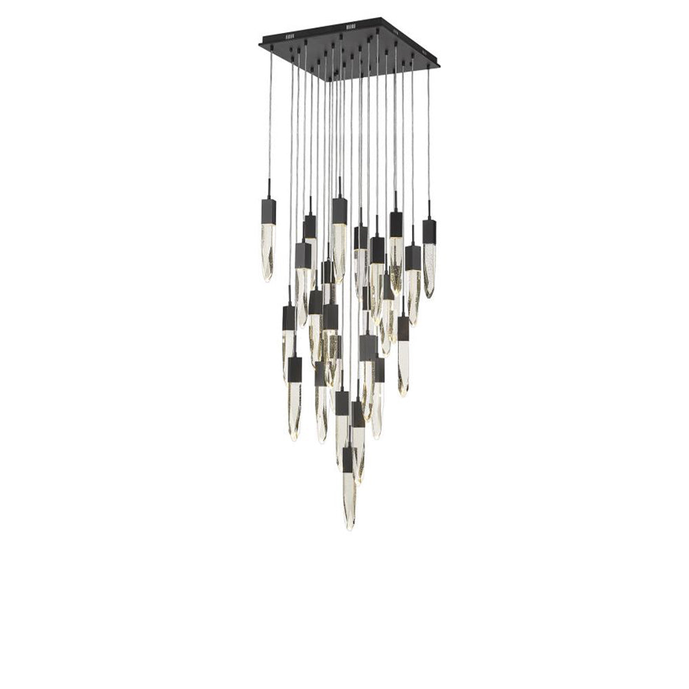 Modern Light Luxury Round/Rectangle Ceiling Pendant Light in Black Finish for Kitchen Island/ Staircase/Living Room