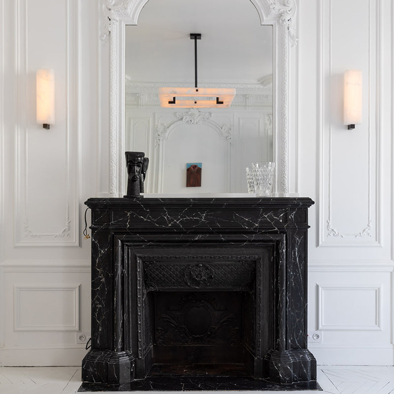 Madge Square Alabaster Chandelier, Nordic Living Room Chandelier
