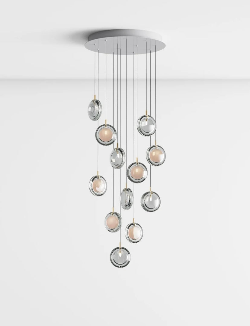 Multi-colored Round Panel Suspension Light Chandelier