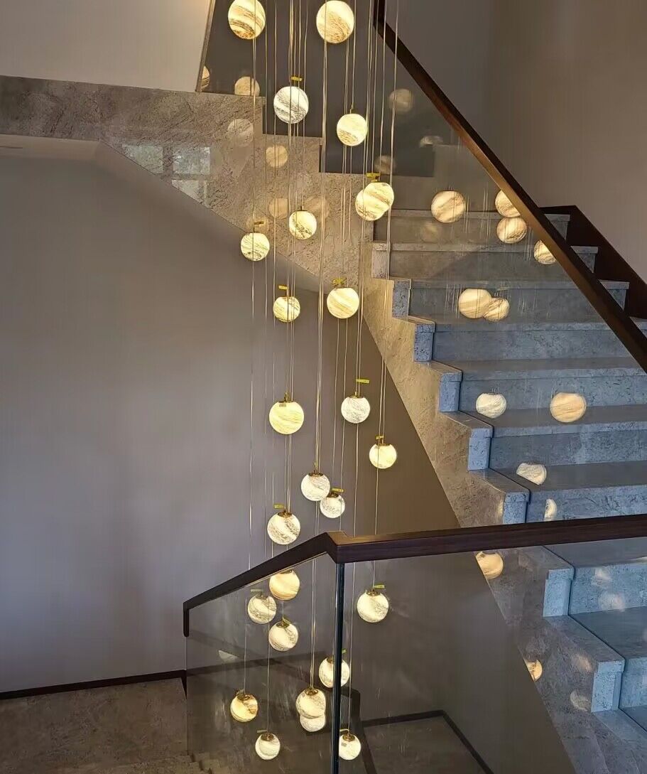 2023 New Nordic Planet Creative Long Pendant Chandelier For Staircase/Foyer/High-ceiling Hallway